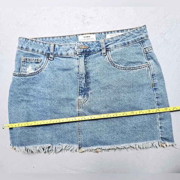 Cotton-On Sz 8 Denim Micro Mini Recycled Cotton Pocket Skirt Preppy Y2K Style . - Picture 7 of 7